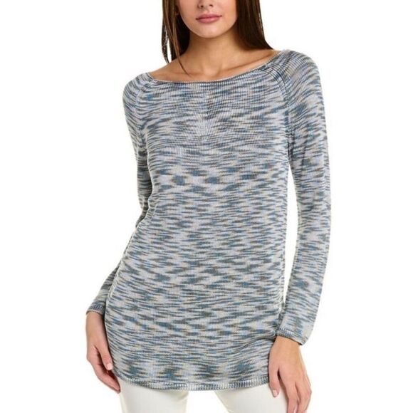 Lafayette 148 New York Marled 100% Tussah Silk Sweater in Harbor Blue NWT Size M - Picture 1 of 6